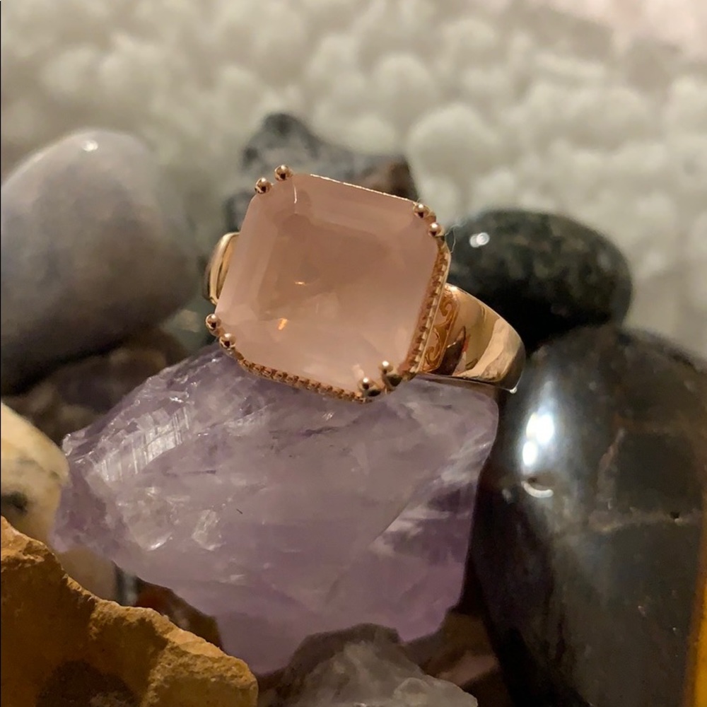 BNWT Rose Quartz Ring in .925 Sterling & 14k RG